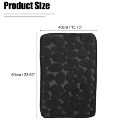 Unique Bargains Cobblestone Pattern Bathroom Rugs Polyester Bath Mat Machine Washable Black 23.62"x15.75" -Lunara Bath Store GUEST e5ae48e5 2e7f 4b51 940a 5d9501d07229