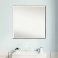 27" X 27" Non-Beveled Lucie Wood Bathroom Wall Mirror Silver - Amanti Art 16 27" X 27" Non-Beveled Lucie Wood Bathroom Wall Mirror Silver - Amanti Art -Lunara Bath Store GUEST e6083f1c 92a4 4cac b721 ca1e2a07c0bd