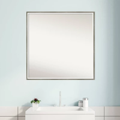 27" X 27" Non-Beveled Lucie Wood Bathroom Wall Mirror Silver - Amanti Art 9 27" X 27" Non-Beveled Lucie Wood Bathroom Wall Mirror Silver - Amanti Art - Image 7