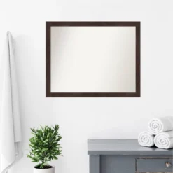 31" X 25" Non-Beveled Fresco Wood Bathroom Wall Mirror Dark Walnut Brown - Amanti Art 16 31" X 25" Non-Beveled Fresco Wood Bathroom Wall Mirror Dark Walnut Brown - Amanti Art -Lunara Bath Store GUEST e935cc1d 84dc 499e b93e cc42ad15c81e