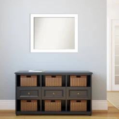 32" X 26" Non-Beveled Wedge White Bathroom Wall Mirror - Amanti Art -Lunara Bath Store GUEST e9d7adf7 bda9 46e7 bc25 5002eb30c78c