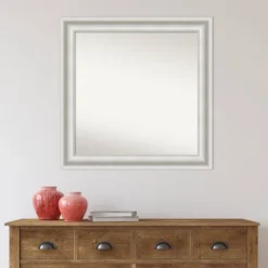 32" X 32" Non-Beveled Parlor White Bathroom Wall Mirror - Amanti Art -Lunara Bath Store GUEST f109dc72 9077 42a7 89dd 22b176ad0b74