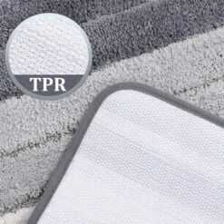 PiccoCasa Microfiber Striped Bathroom Rugs Shaggy Soft Thick And Absorbent Bath Mat