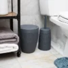 Round Premium Wicker Look Wastepaper Basket And Toilet Brush Set Gray - Mind Reader -Lunara Bath Store GUEST f37cd0cd 1425 4124 9da7 de6a4912b4f4