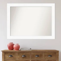 44" X 33" Non-Beveled Cabinet Bathroom Wall Mirror White - Amanti Art -Lunara Bath Store GUEST f3a32a86 5155 4e71 bf1f 314191735eeb