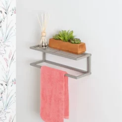 Honey-Can-Do Steel Bathroom Slatted Shelf With Towel Bar Gray 9 Honey-Can-Do Steel Bathroom Slatted Shelf With Towel Bar Gray -Lunara Bath Store GUEST f44247d0 ea37 4b07 9a4d 6011c9b28600