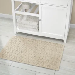 MDesign Cotton Bathroom Spa Mat Rugs/Runner, Diamond Design, Set Of 3 -Lunara Bath Store GUEST f466a3cb dd2d 45c7 ab55 ae510acc0418