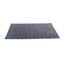 Knightsbridge Luxurious Block Pattern High Quality Year Round Cotton With Non-Skid Back Bath Rug Silver -Lunara Bath Store GUEST f6cb2876 efc0 41a8 875b 2c26e73dd218