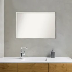 37" X 25" Non-Beveled Lucie Wood Bathroom Wall Mirror Silver - Amanti Art -Lunara Bath Store GUEST fa417b16 90e9 4eb0 9af1 9f490426c5f4