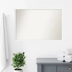 37" X 25" Non-Beveled Lucie Wood Bathroom Wall Mirror White - Amanti Art -Lunara Bath Store GUEST fb3bba0e 0b54 43a3 904d 53b814282761