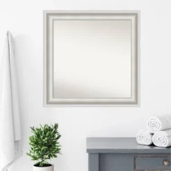 32" X 32" Non-Beveled Parlor White Bathroom Wall Mirror - Amanti Art -Lunara Bath Store GUEST fd856aa9 061a 4cc8 8a40 c345de05a314