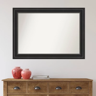 42" X 30" Non-Beveled Ridge Black Bathroom Wall Mirror - Amanti Art 7 42" X 30" Non-Beveled Ridge Black Bathroom Wall Mirror - Amanti Art - Image 5