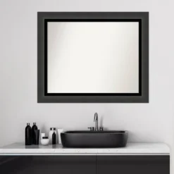 33" X 27" Non-Beveled Tuxedo Black Bathroom Wall Mirror - Amanti Art -Lunara Bath Store GUEST fdd88050 d353 482b 808f b293bb0fd2b2