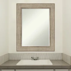 Amanti Art Trellis Silver Petite Bevel Wood Bathroom Wall Mirror 30 X 24 In. -Lunara Bath Store GUEST fea4323a e793 4d34 abad d81192ef1373
