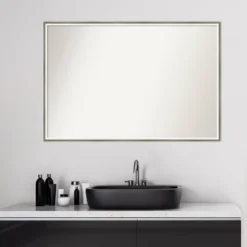 37" X 25" Non-Beveled Lucie Wood Bathroom Wall Mirror Silver - Amanti Art -Lunara Bath Store GUEST feb26ae6 d540 49c9 ac7d 76668c47eaa6