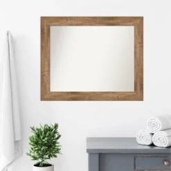 34" X 28" Non-Beveled Owl Wood Bathroom Wall Mirror Brown - Amanti Art -Lunara Bath Store GUEST fff2d493 530e 464a 8b72 264e0117a04d